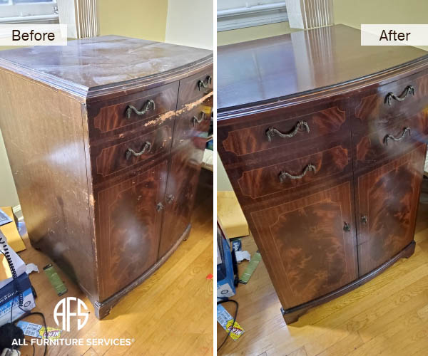 Chest furniture veneer finish restoration repair finishing